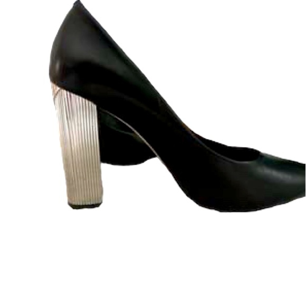 Michael Kors black and sliver block heels, size 7